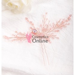 Ac metalic pentru par ACM003AA  Rose Gold cu cristale din sticla